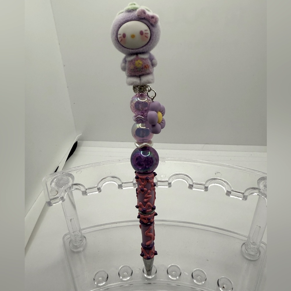 Purple Hello Kitty Beaded Charm Pen